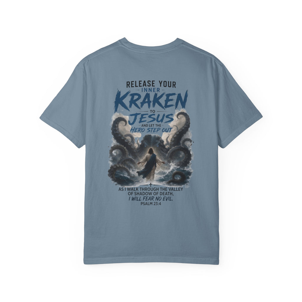HERO Kraken Christian T-Shirt — "When We Release Our Inner Kraken to Jesus" Inspirational Scripture Tee