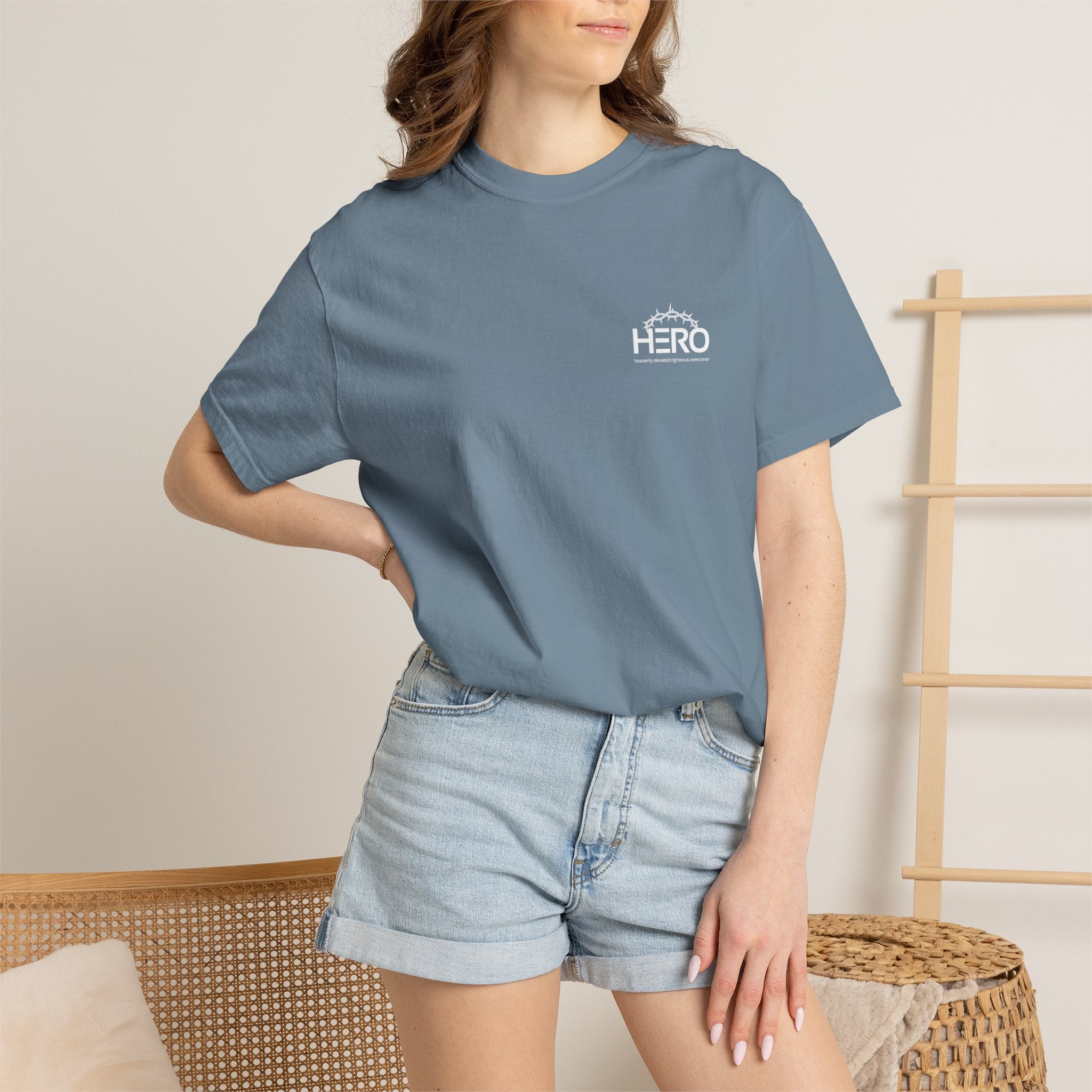 Hero Steps Out T-shirt — "Give Your Brain Storm to Jesus" (HERO Acronym)