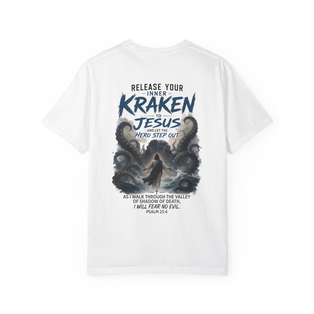 HERO Kraken Christian T-Shirt — "When We Release Our Inner Kraken to Jesus" Inspirational Scripture Tee