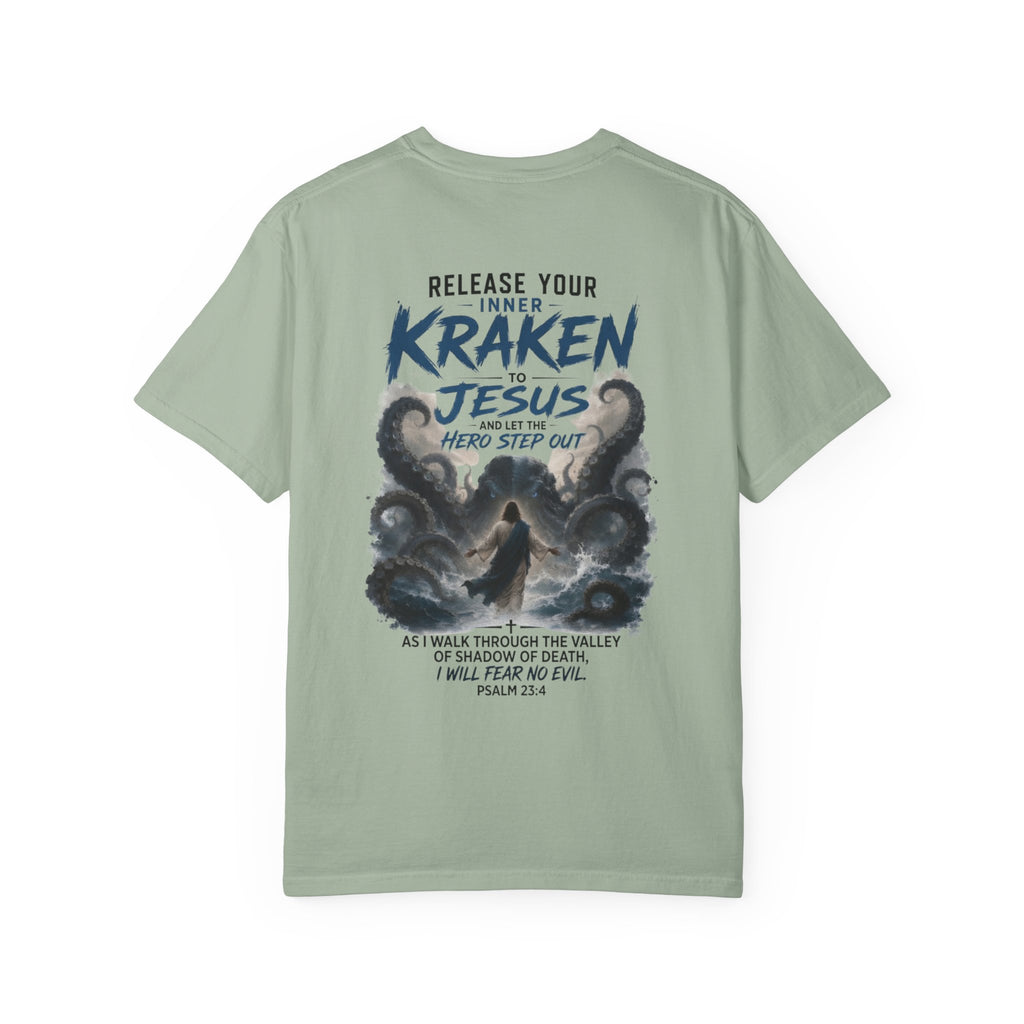 HERO Kraken Christian T-Shirt — "When We Release Our Inner Kraken to Jesus" Inspirational Scripture Tee