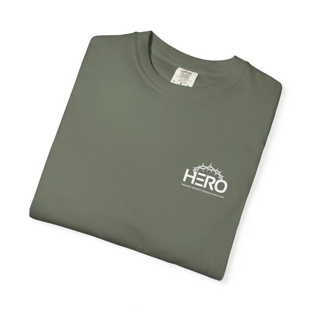 Hero Steps Out T-shirt — "Give Your Brain Storm to Jesus" (HERO Acronym)