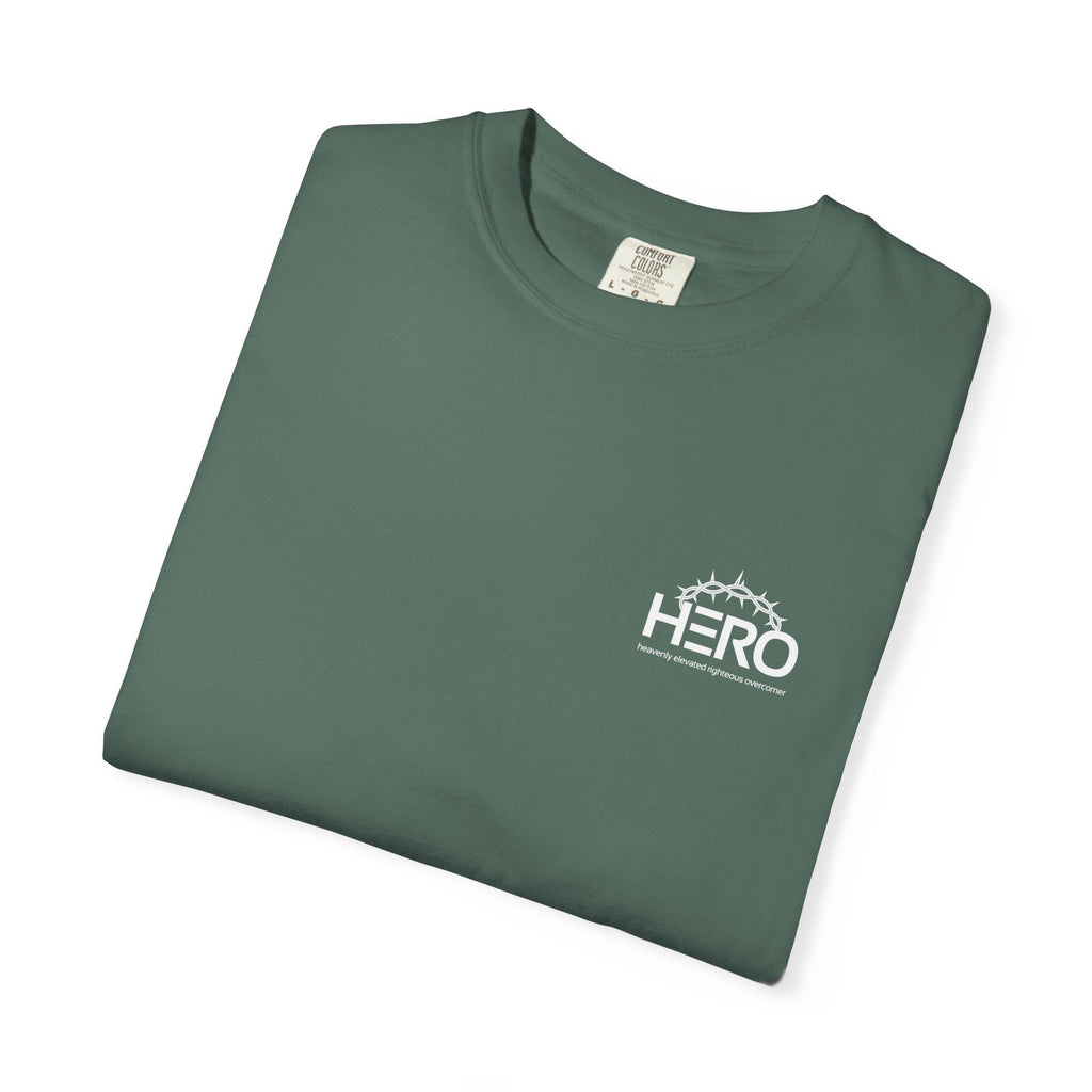 Hero Steps Out T-shirt — "Give Your Brain Storm to Jesus" (HERO Acronym)