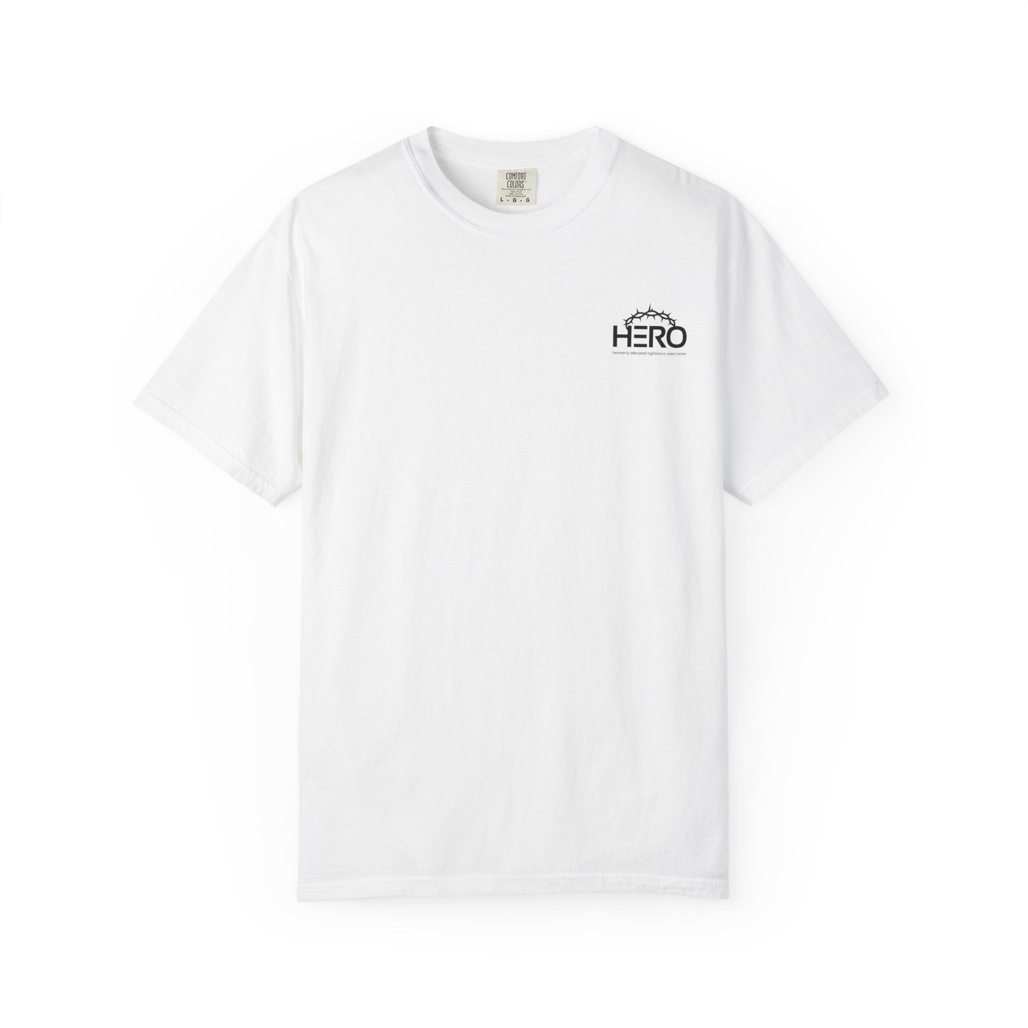 The HERO Steps Out T-shirt — Man with Cape Walking to Cross (HERO: Heavenly Elevated Righteous Overcomer)
