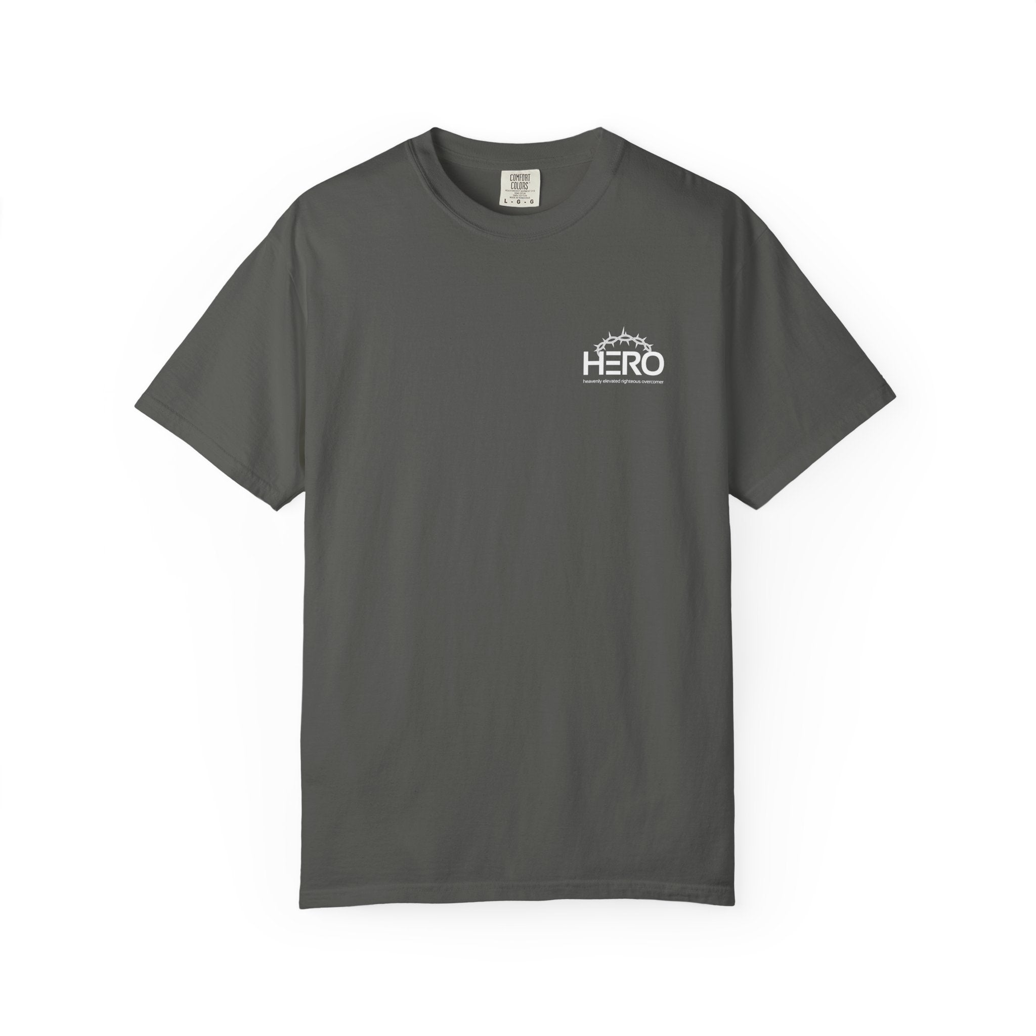 Hero Steps Out T-shirt — "Give Your Brain Storm to Jesus" (HERO Acronym)