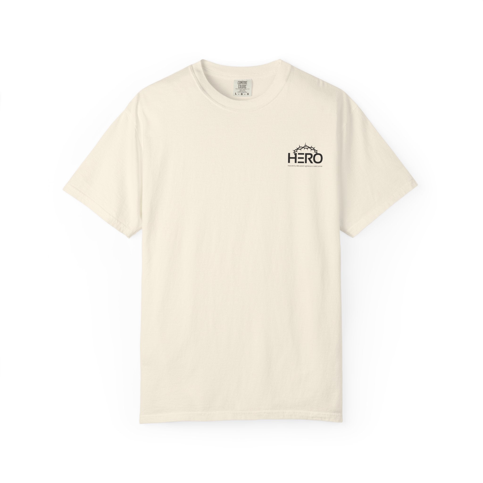 The HERO Steps Out T-shirt — Man with Cape Walking to Cross (HERO: Heavenly Elevated Righteous Overcomer)