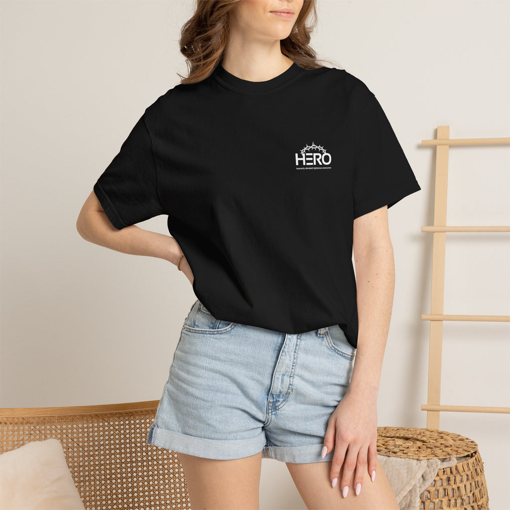 Hero Steps Out T-shirt — "Give Your Brain Storm to Jesus" (HERO Acronym)