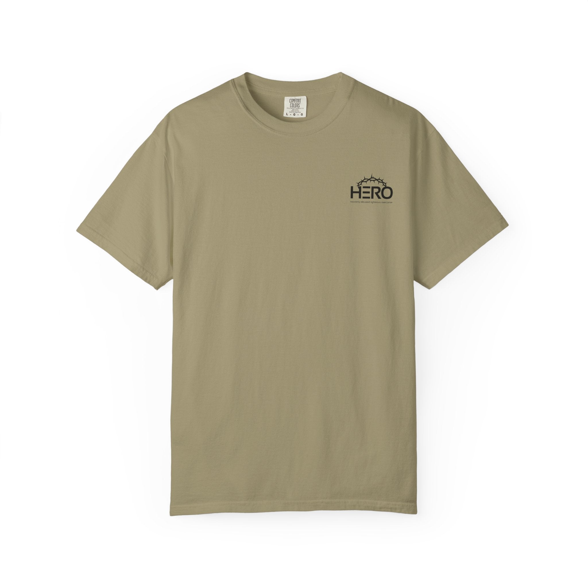 The HERO Steps Out T-shirt — Man with Cape Walking to Cross (HERO: Heavenly Elevated Righteous Overcomer)