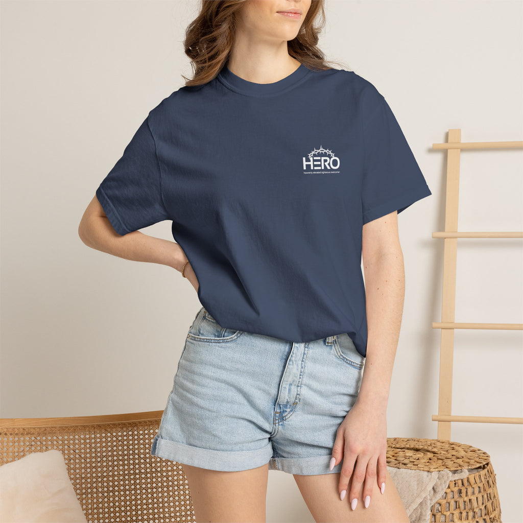 Hero Steps Out T-shirt — "Give Your Brain Storm to Jesus" (HERO Acronym)