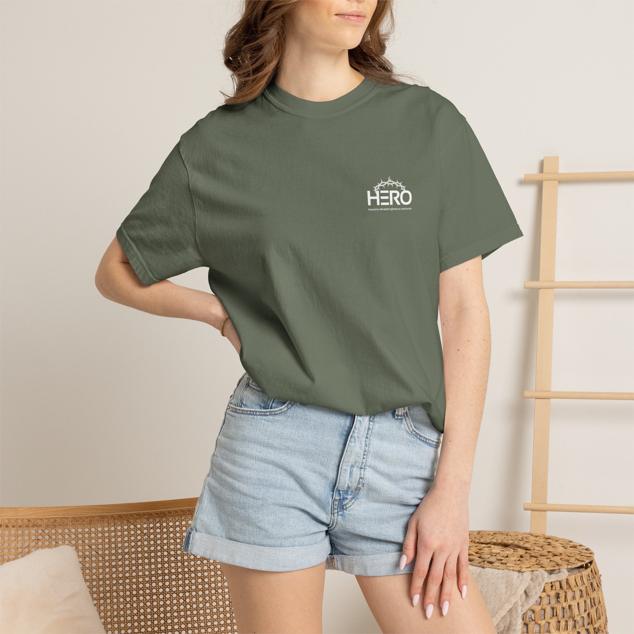 Hero Steps Out T-shirt — "Give Your Brain Storm to Jesus" (HERO Acronym)