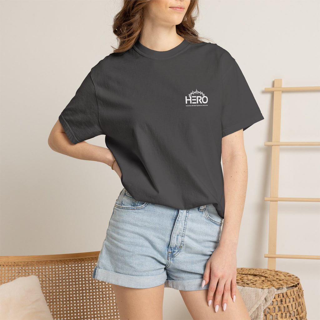 Hero Steps Out T-shirt — "Give Your Brain Storm to Jesus" (HERO Acronym)