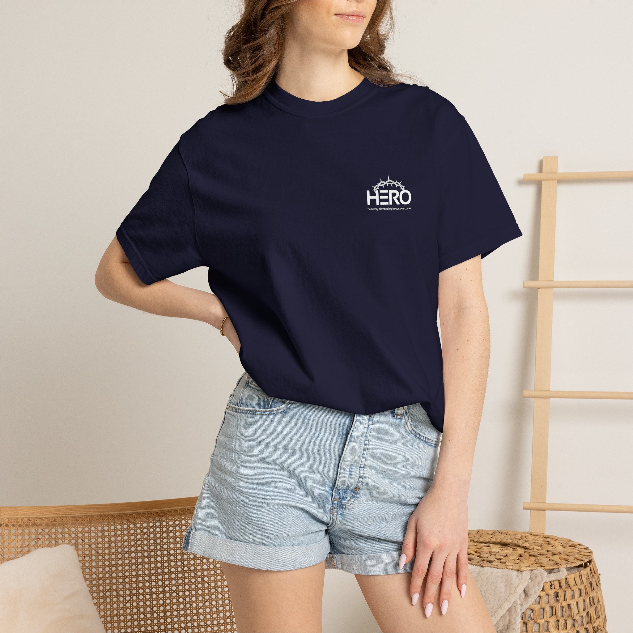 Hero Steps Out T-shirt — "Give Your Brain Storm to Jesus" (HERO Acronym)