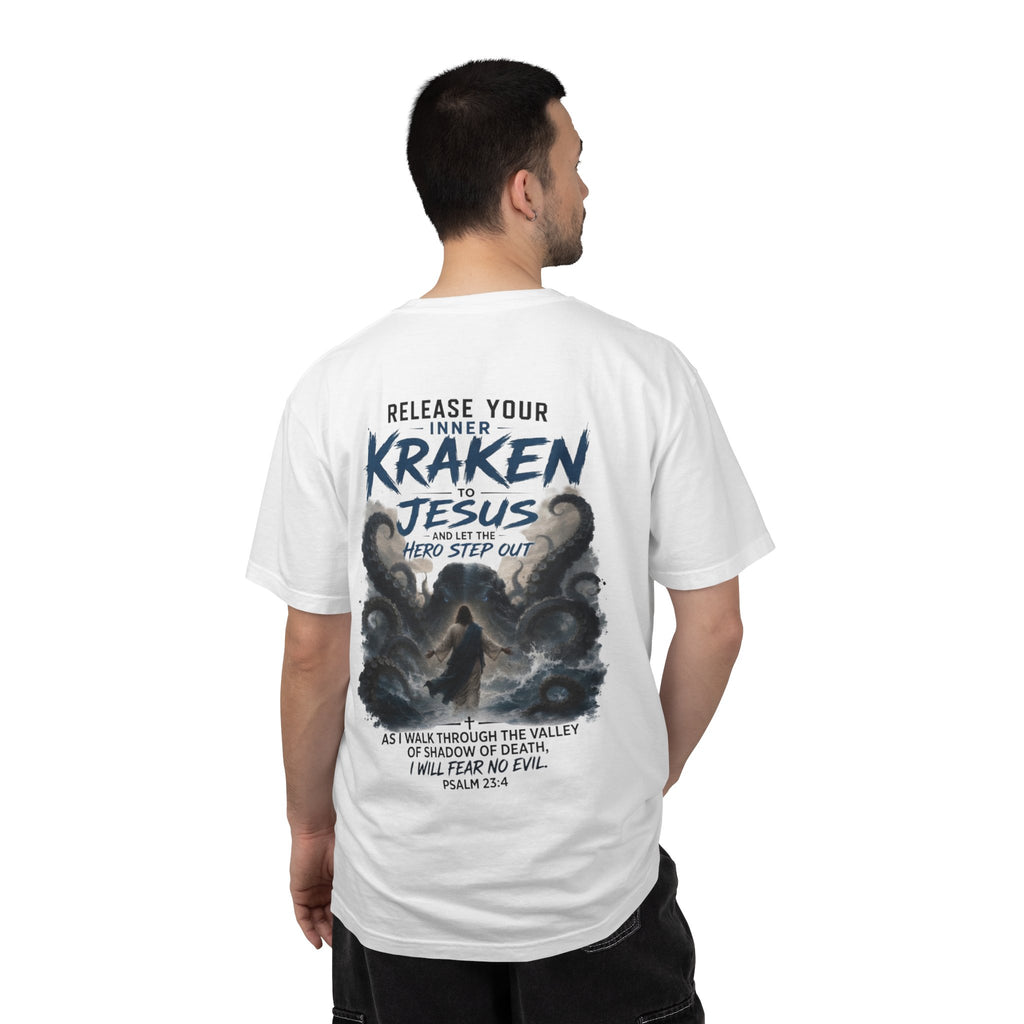 HERO Kraken Christian T-Shirt — "When We Release Our Inner Kraken to Jesus" Inspirational Scripture Tee